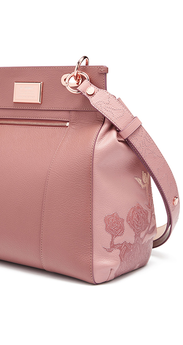 pink floral embroidered bag