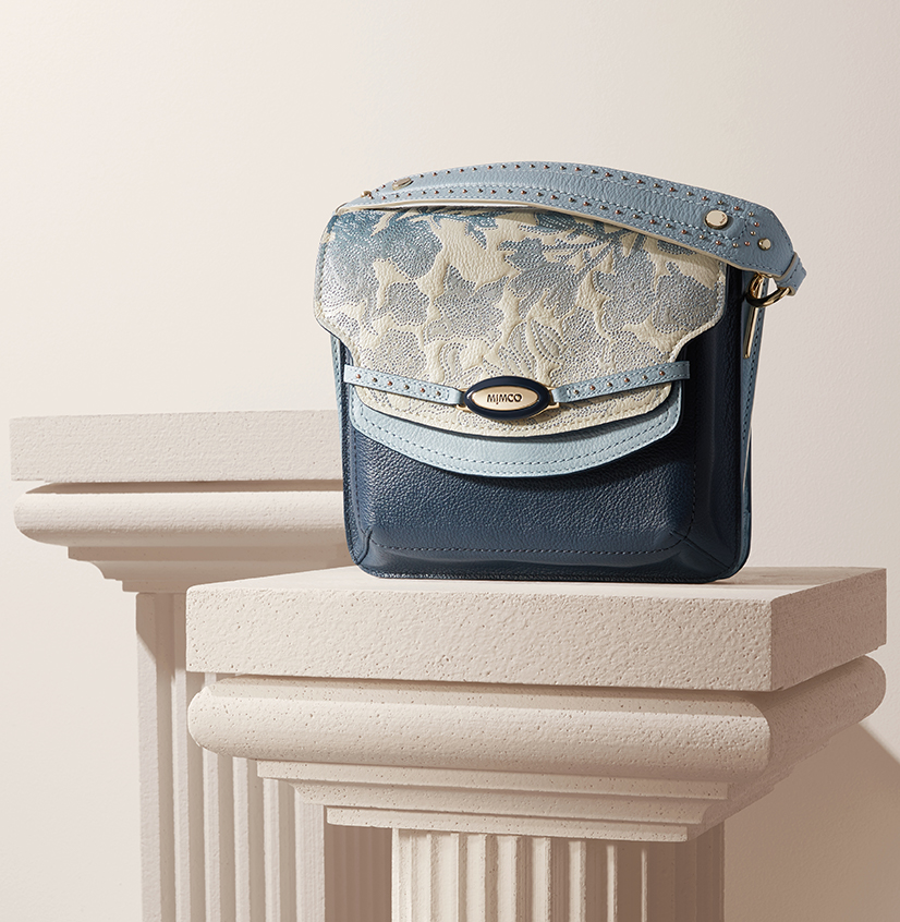 floral blue satchel