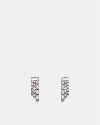 Crystalline Mini Fringe Stud Earrings