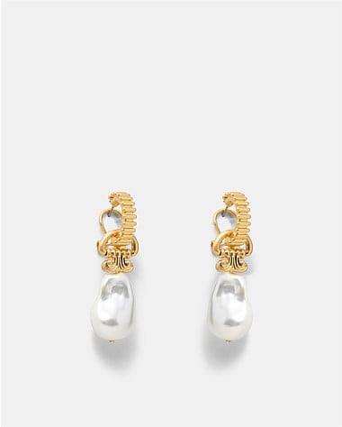 Goddess Pearl Hoop Earrings