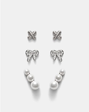Bow Stud Earrings Set