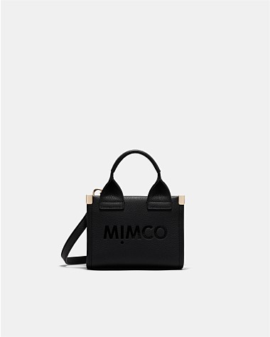 Black Light Gold Patch Leather Micro Tote Bag Bags Mimco