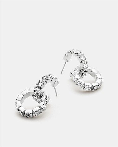 Diamond Fascination™ Glitter Hoop Earrings in Sterling Silver with Platinum  Plate | Zales