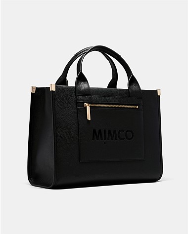 Black Light Gold Patch Leather Tote Bag Bags Mimco