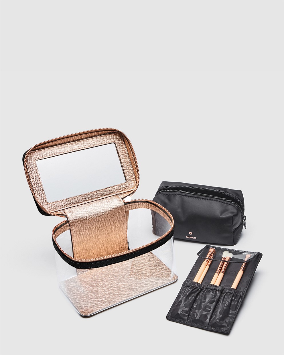 Black Rose Gold Classico Small Cosmetic Bag Cosmetic Bags Mimco