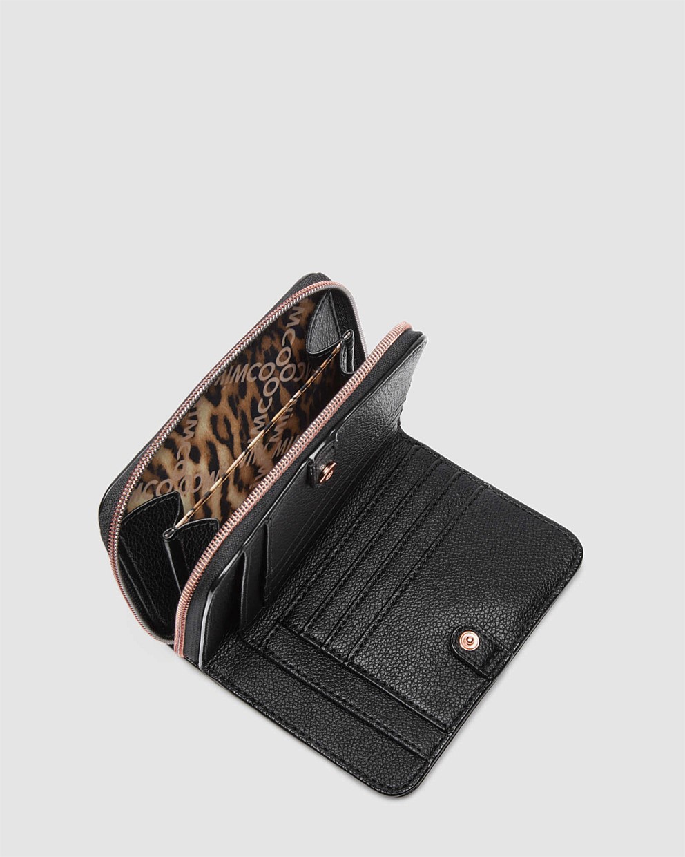 Black Rose Gold Serenity Medium Wallet Wallets Mimco