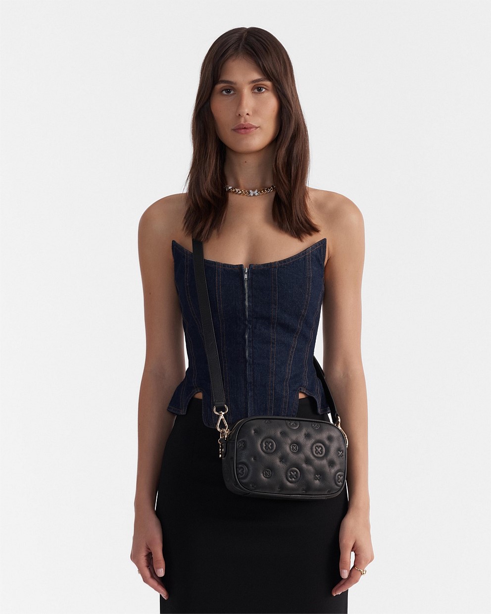 Black Flashback Leather Crossbody Bag Crossbody Bags Mimco