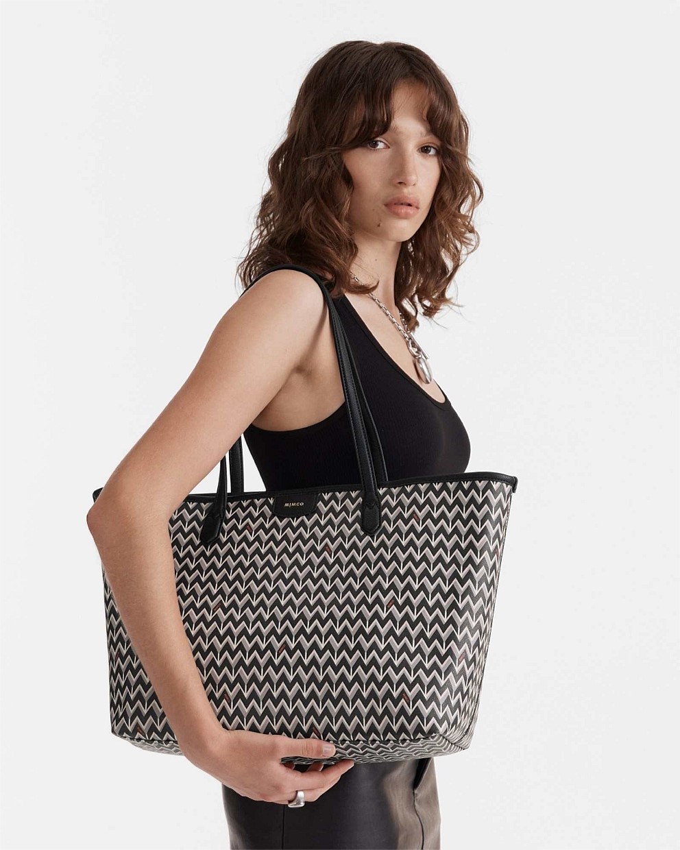 Mimco black best sale tote bag