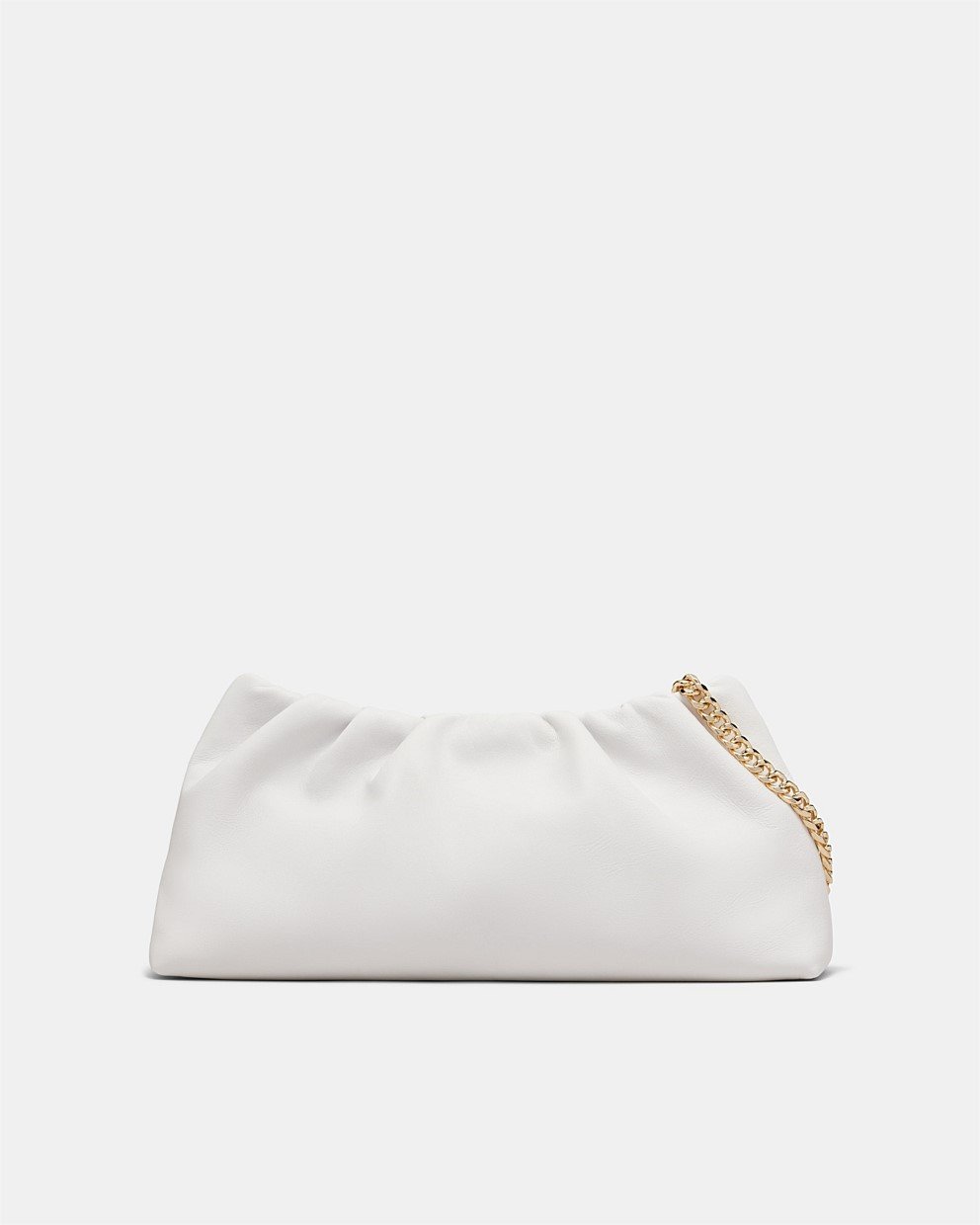 White clutch store bag with strap