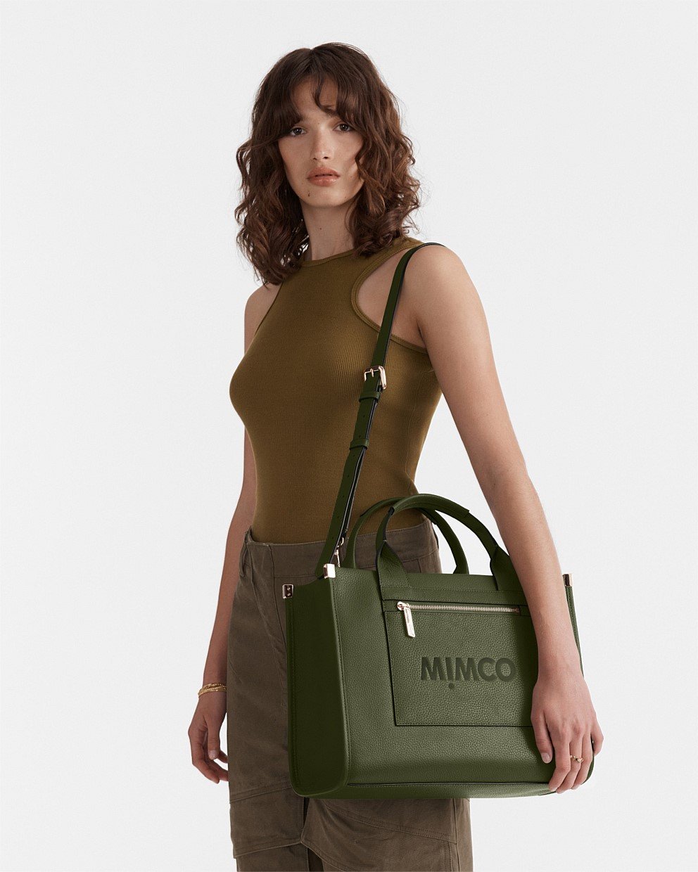 Winter Moss Patch Leather Tote Bag Bags Mimco