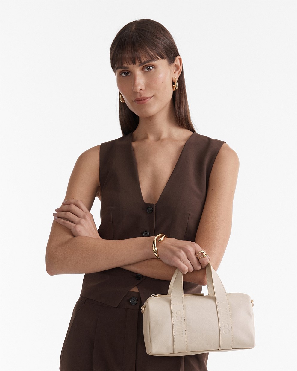 【MIMCO】Centre Stage Mini Bowler Bag/レザーバッグ/2WAY Linen Centre Stage Mini Bowler Bag - Crossbody Bags | Mimco