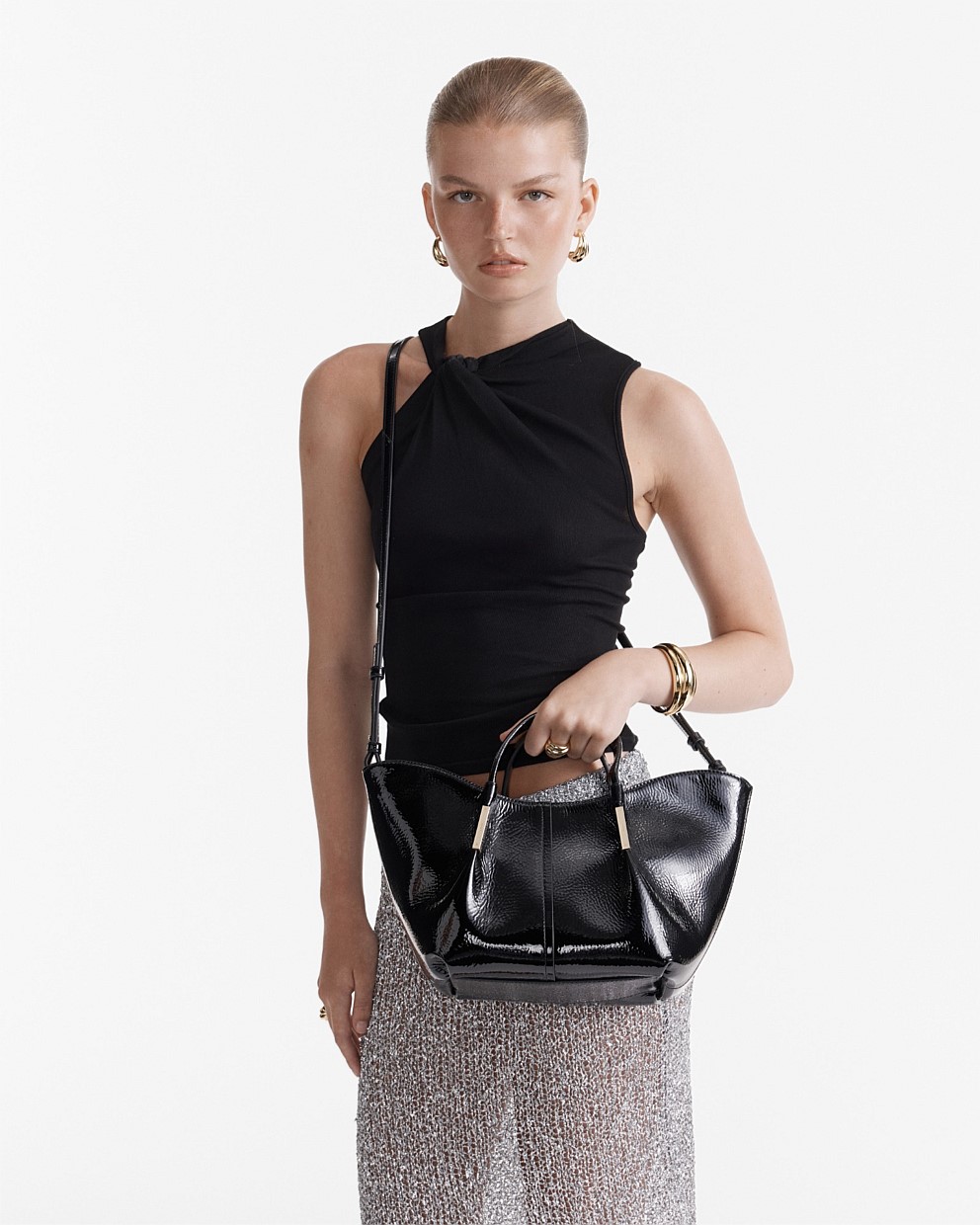 Black Light Gold Mayara Mini Tote Bag - Tote Bags | Mimco
