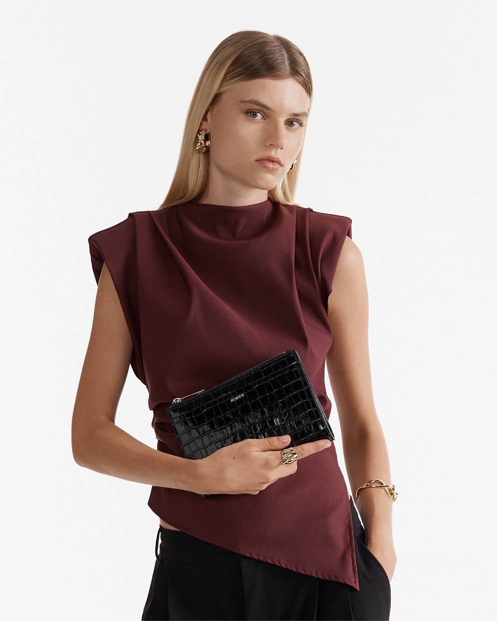 Black Yvette Gusset Pouch - Wallets & Pouches | Mimco